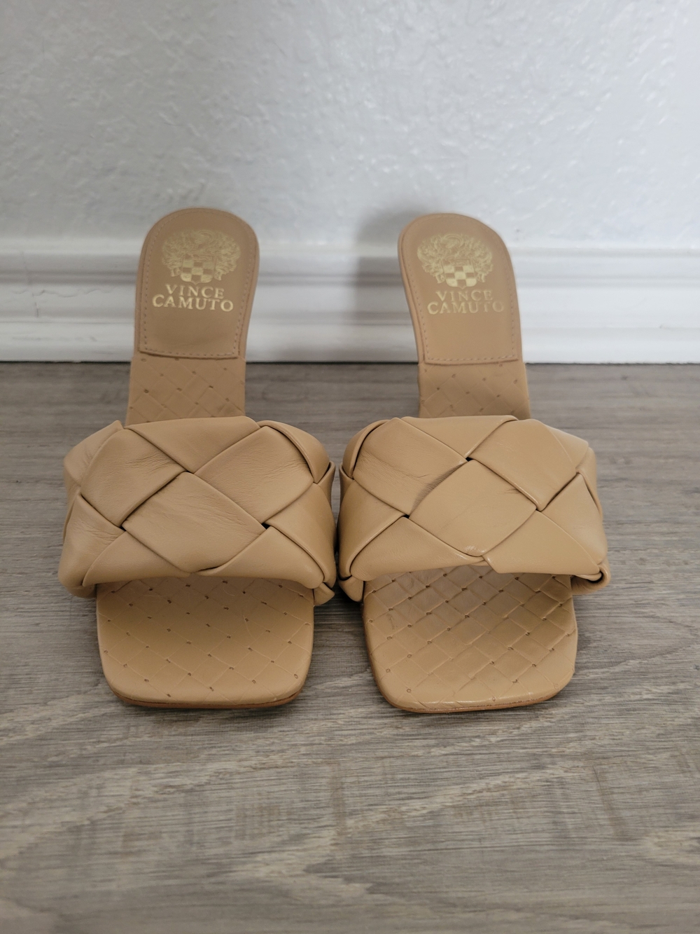 Vince Camuto Tan Braided Slide Sandals